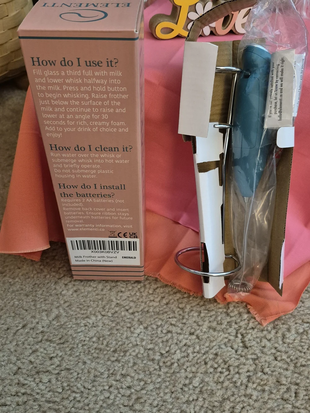 Element Teal Handheld Milk Frother. BRAND NEW!!